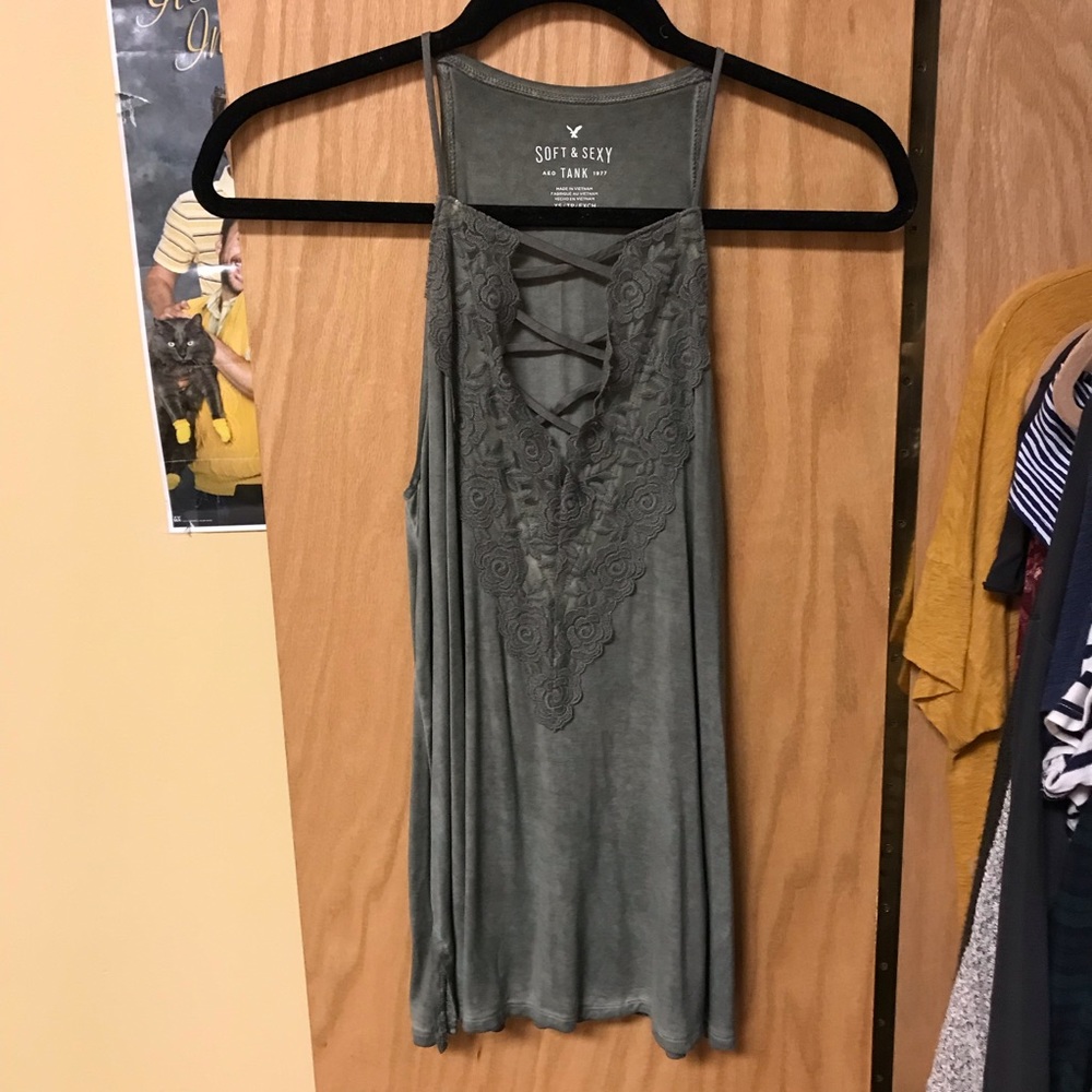 Lace Up Floral Tank Top